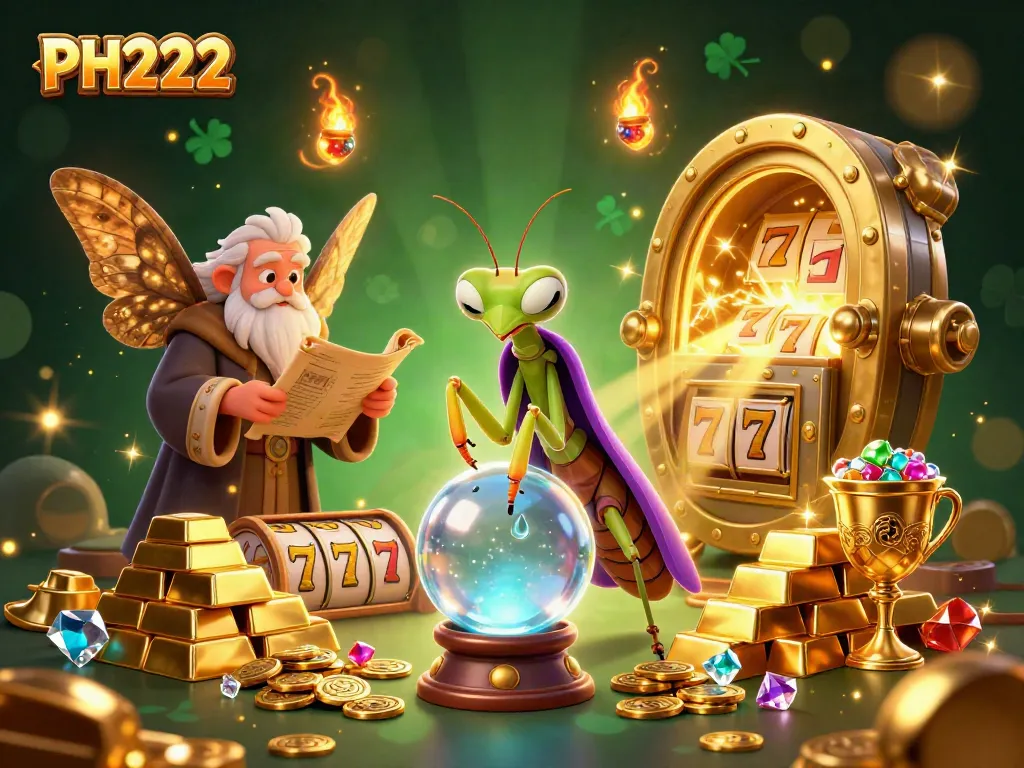 Engage in thrilling online slots adventures at PH222, showcasing mystical fortune tellers and rich treasures.