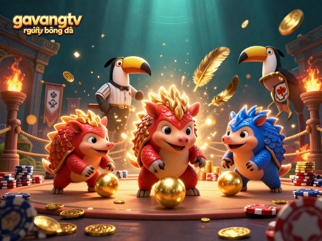 Experience exciting gavangtv trực tiếp bóng đá with cartoon pangolins bowling through poker chips.