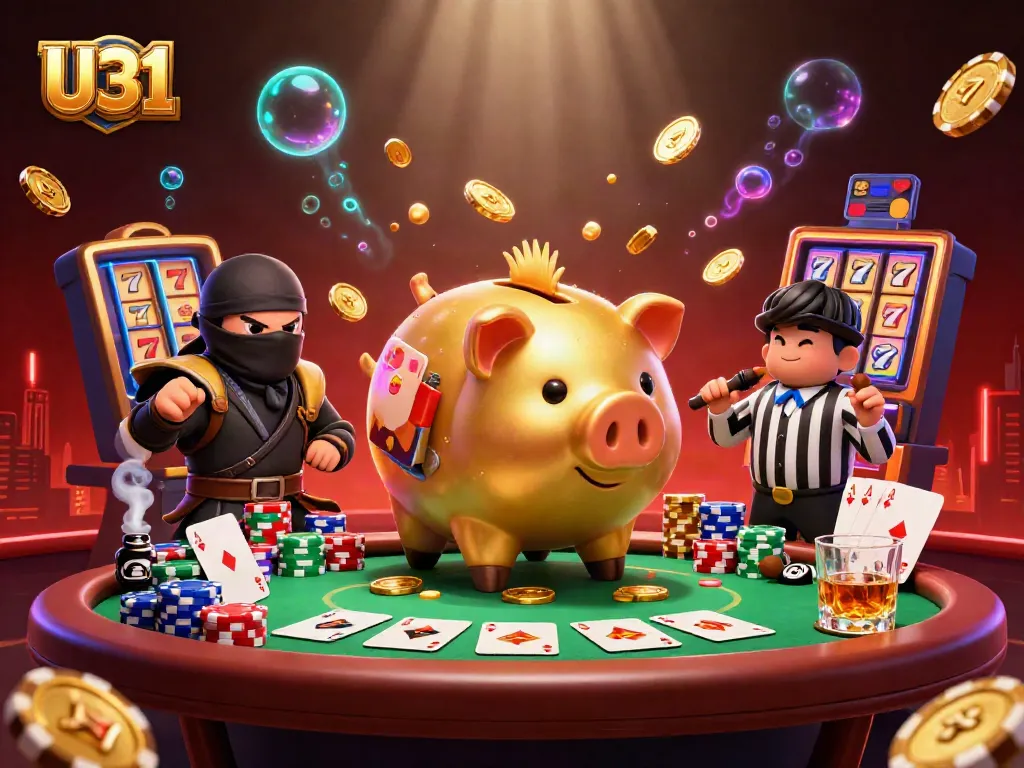 Experience thrilling gameplay with U31’s exciting casino scene featuring animated characters and vibrant elements.