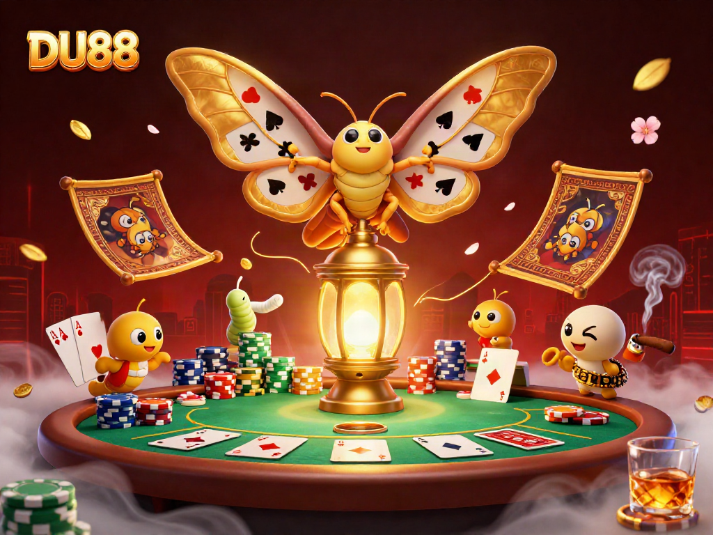 Experience thrilling gameplay at DU88 amidst vibrant casino imagery and enchanting characters.