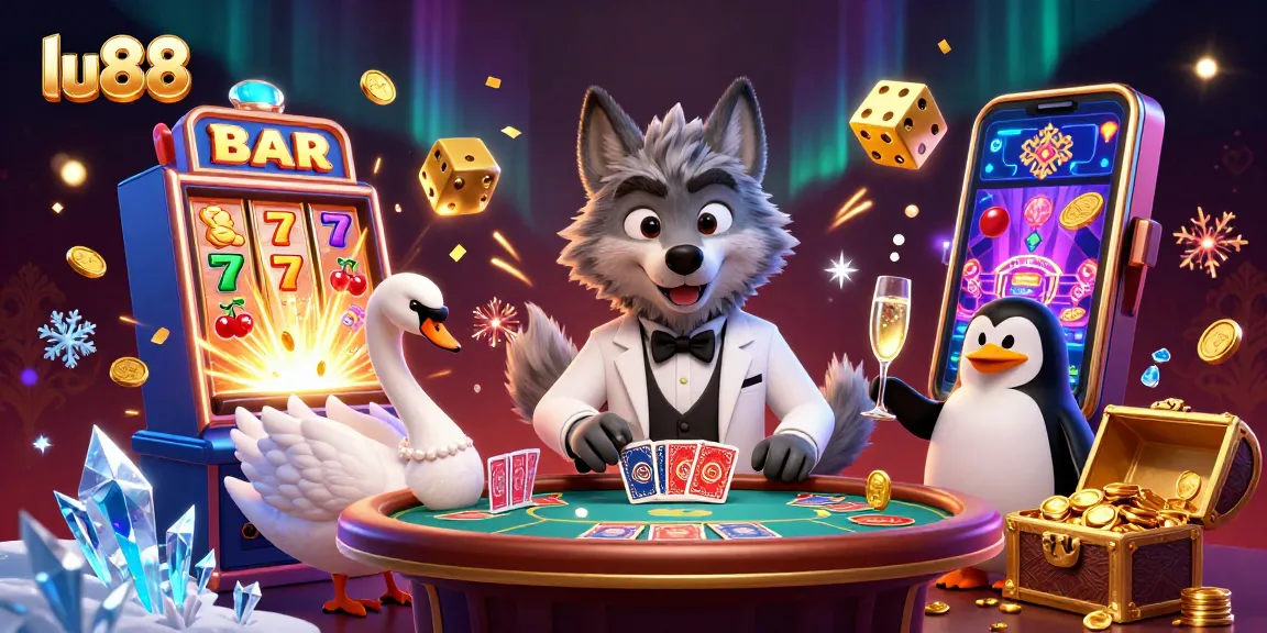 Experience thrilling gameplay at lu88 with lavish casino elements and vibrant characters sharing the excitement.