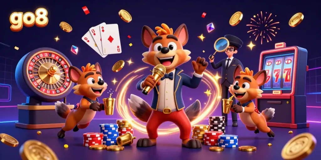 Experience the vibrant excitement of the go8 casino with hyenas hosting a comedy night.