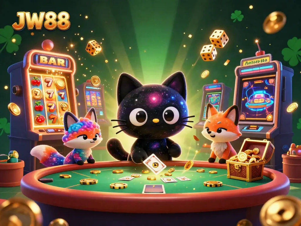 Experience thrilling gameplay at JW88 with a vibrant cosmic casino featuring characters, games, and jackpots.