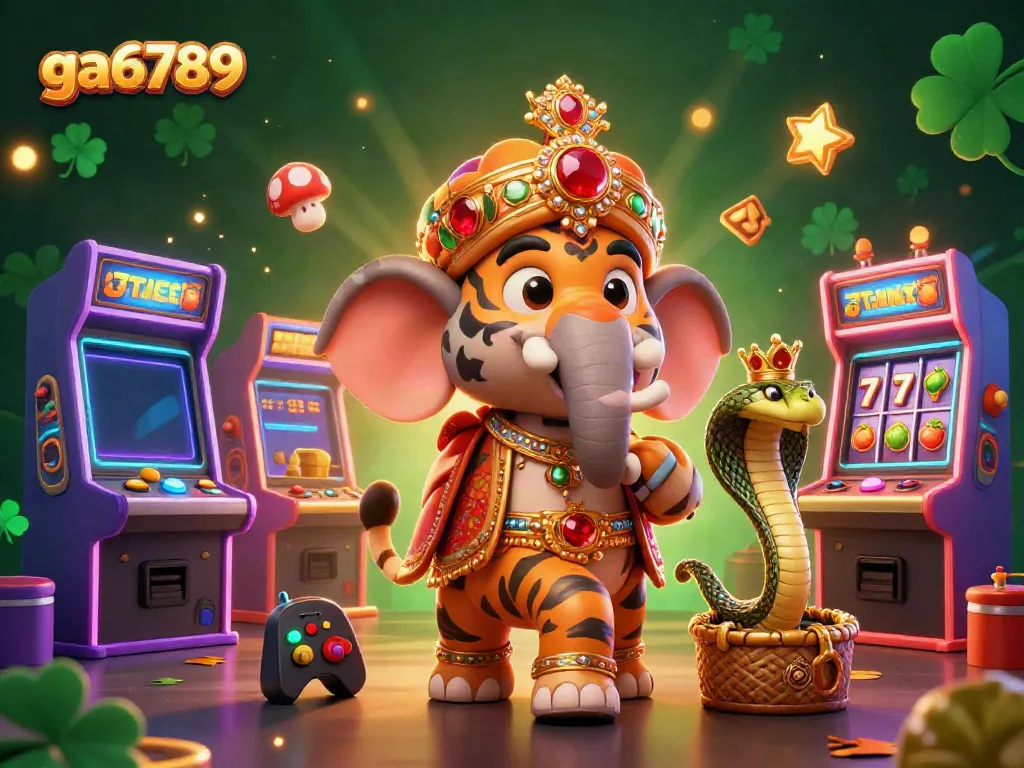 Experience the thrilling world of gambling with ga6789 in this vibrant 3D casino scene featuring a majestic maharaja tiger and jewel-encrusted elements.