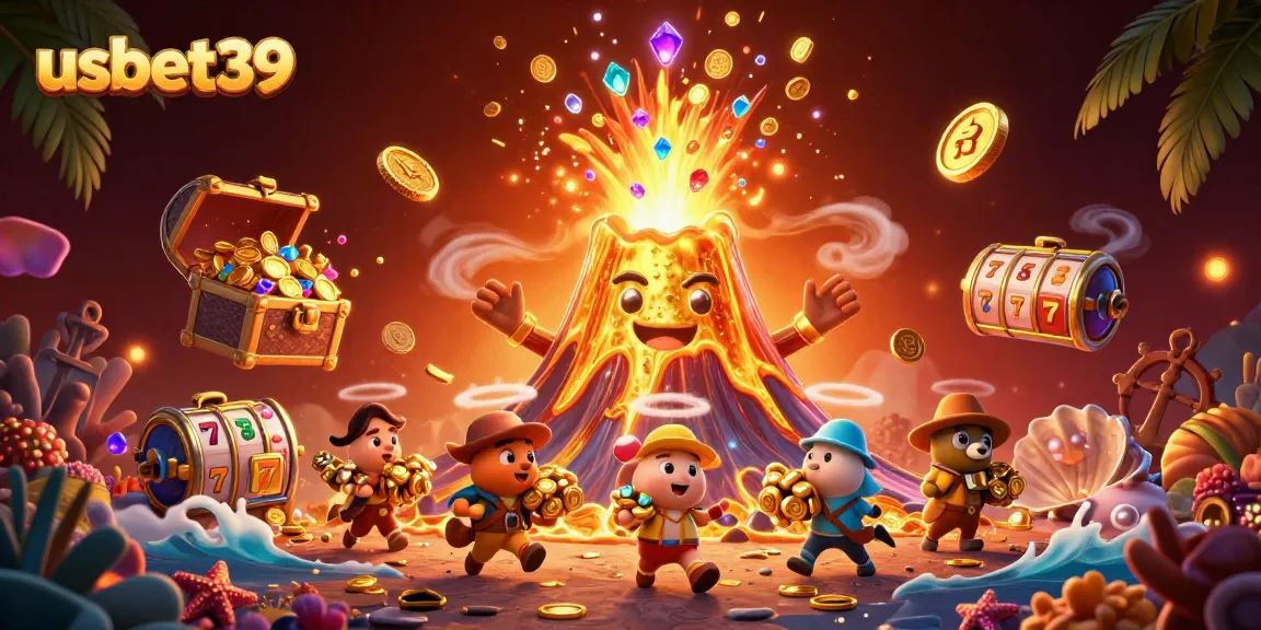 Experience the excitement of usbet39 with colorful gems, golden treasures, and vibrant casino elements.