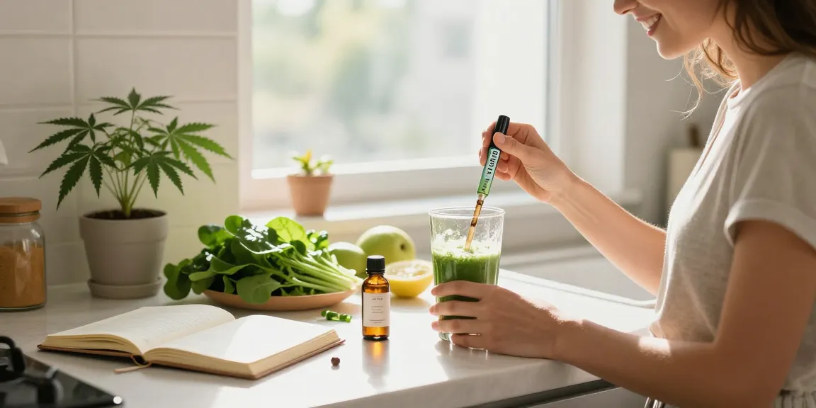 Strong THC vapes UK with CBD oil and organic ingredients in morning wellness routine.