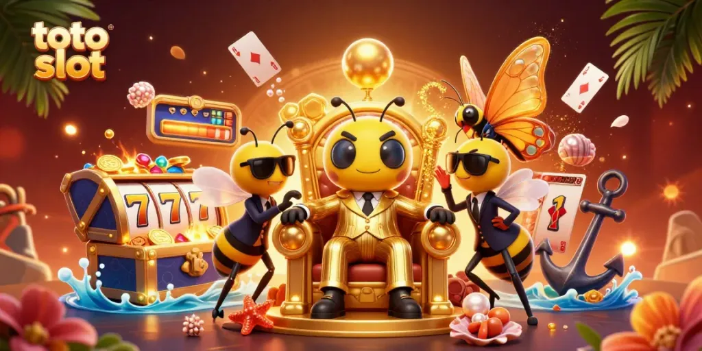 Engage with the thrilling toto slot experience in this vibrant 3D casino scene.