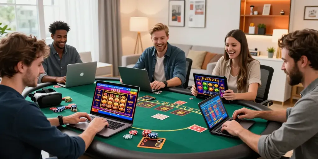 Exciting gaming atmosphere at usa casino sites for uk players with vibrant screens and engaging gameplay.