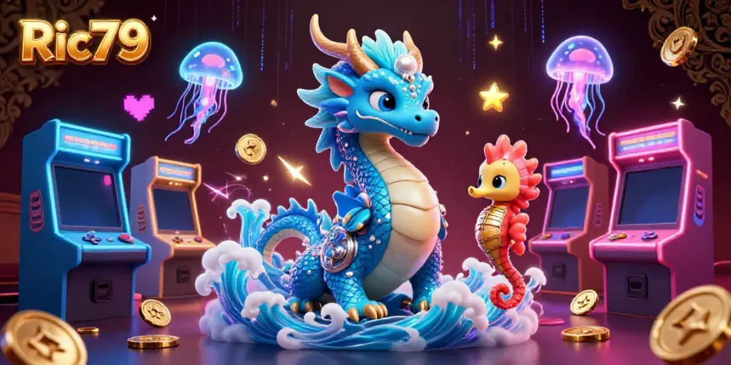 Experience thrilling online casino adventures with Ric79's vibrant illustrations.