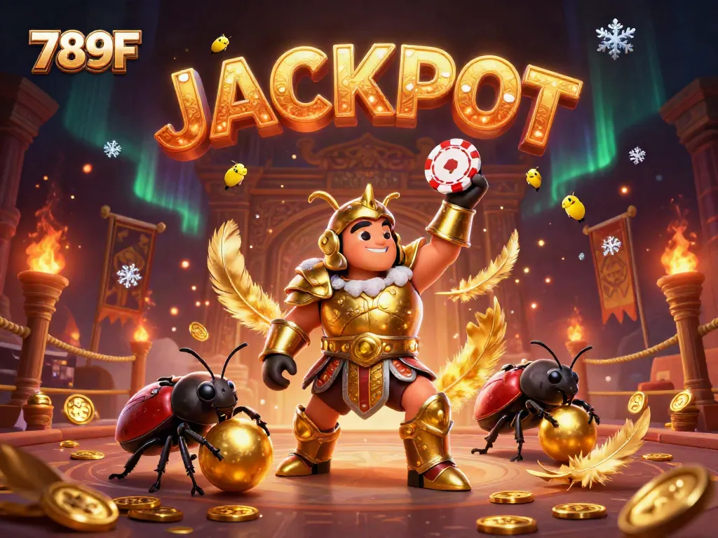 Participate in thrilling 789F casino games with unique characters celebrating a jackpot victory amidst vibrant casino elements.