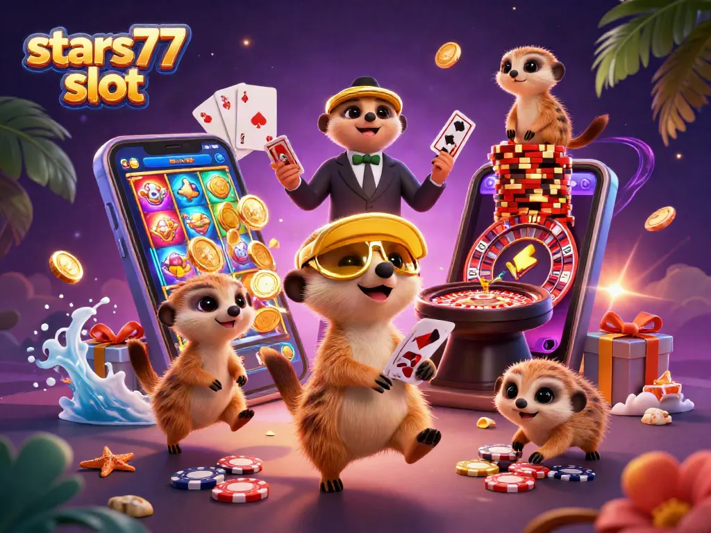 Streets77 slot menghadirkan permainan menarik dengan koloni meerkat dalam operasi kasino 3D.