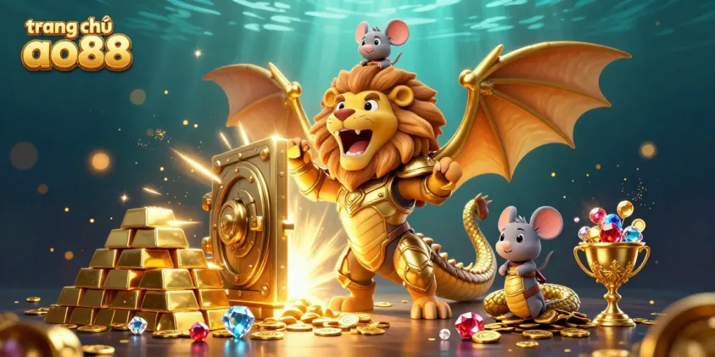 Experience the vibrant gaming world of trang chủ ao88 with a majestic chimera and treasure galore.