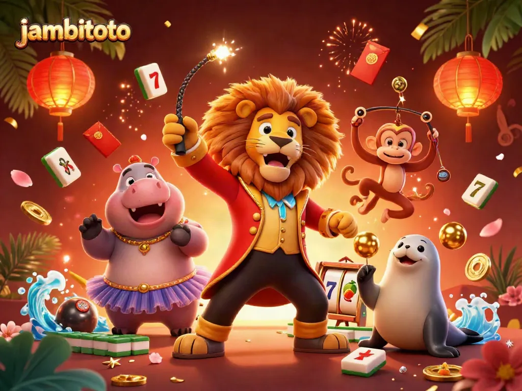 Experience excitement with jambitoto's vibrant cartoon characters celebrating casino fun.