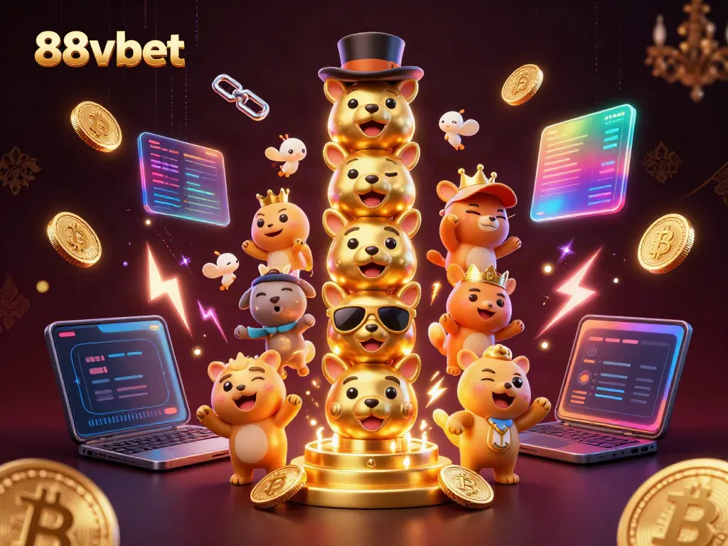 Engage with 88vbet through a vibrant 3D casino-themed illustration showcasing interactive gaming elements.