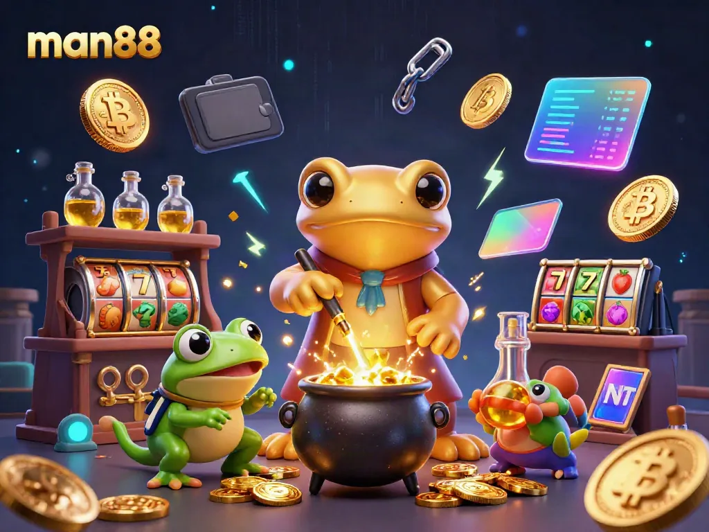 Experience exciting gameplay features with man88's interactive slots, showcasing enchanting characters and vibrant gold.
