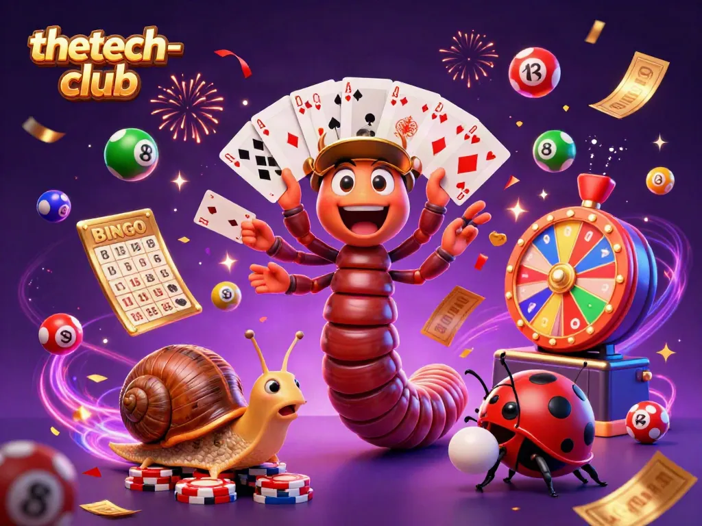 thetech-club showcases a vibrant lottery scene with colorful elements and dynamic characters celebrating