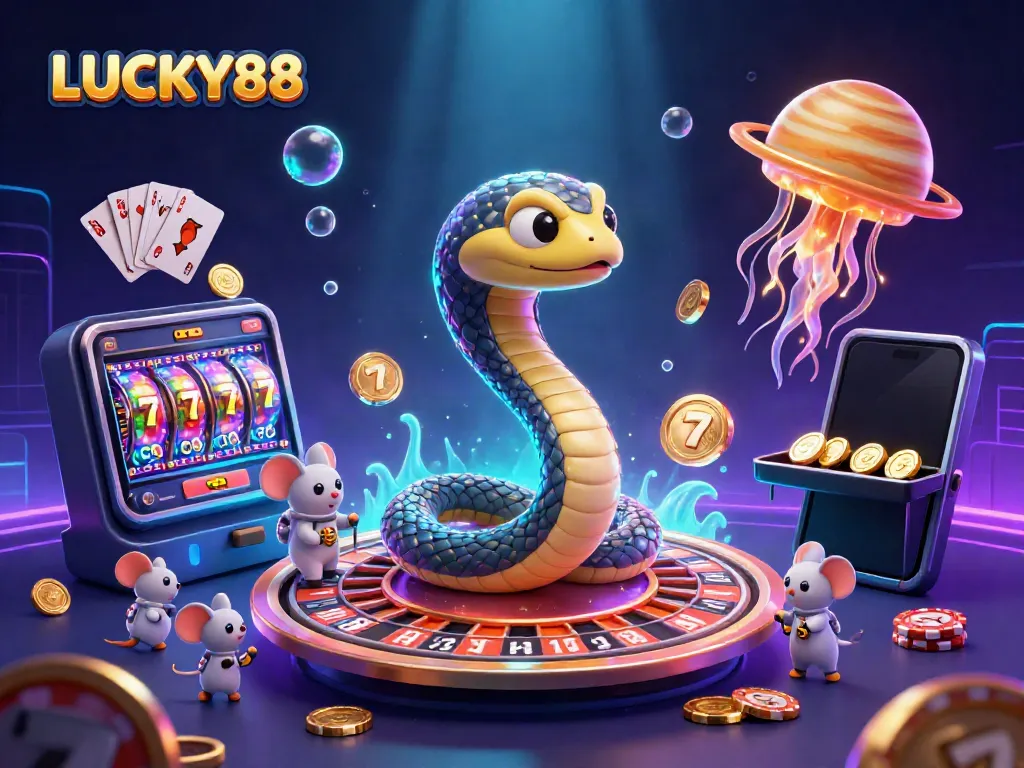 Experience the thrill of LUCKY88 with astronauts betting on a cosmic roulette wheel in stunning 3D.