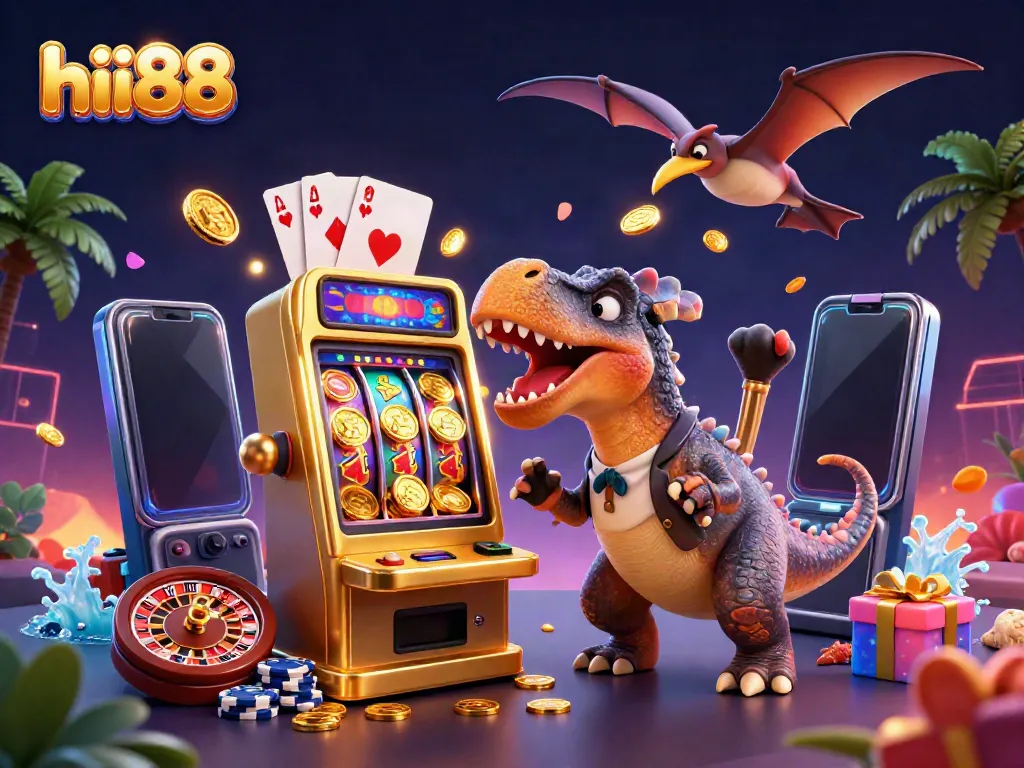 Witness hii88's thrilling jackpot scene with a pachycephalosaurus and exciting casino elements.