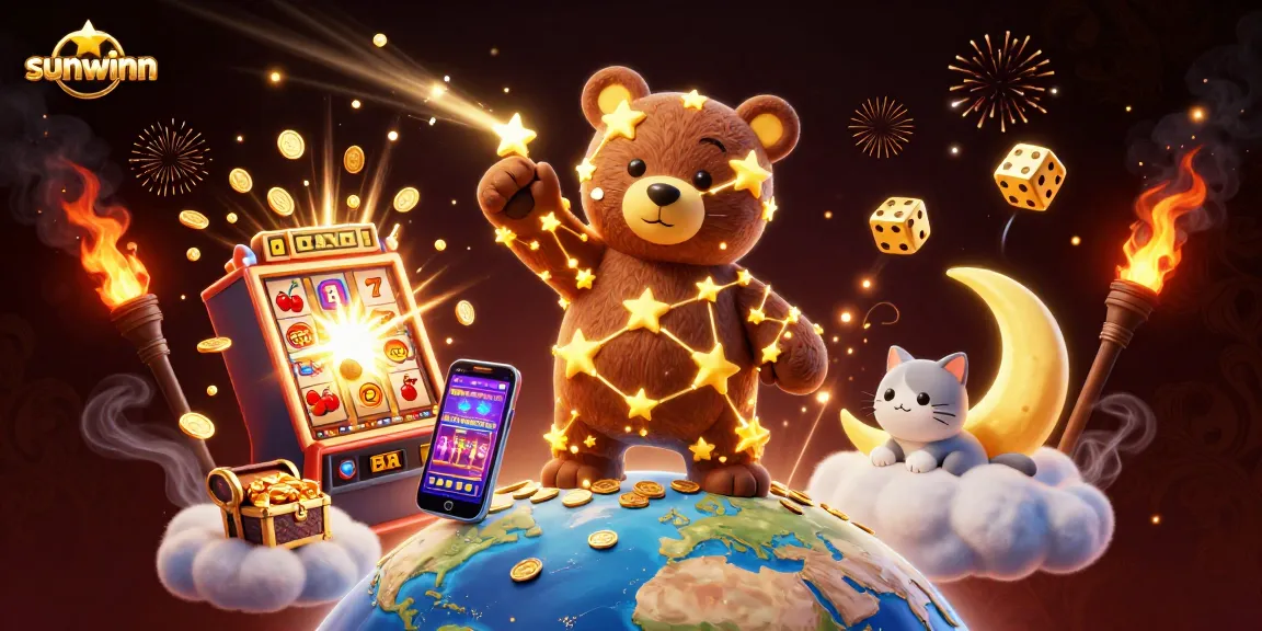 Experience dazzling wins with sunwinn as the constellation bear scoops up coins amid casino excitement.