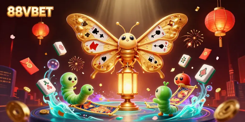 Engage with 88VBET's thrilling gaming universe featuring a stunning 3D moth illustration.