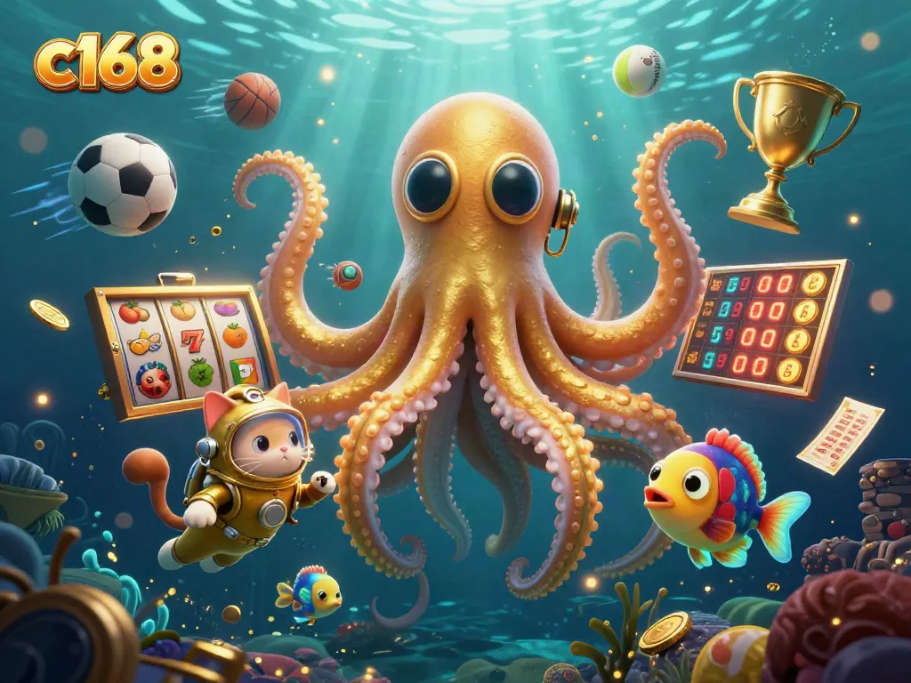 Engage with c168 casino action featuring a kraken, treasure, and dynamic gaming elements.