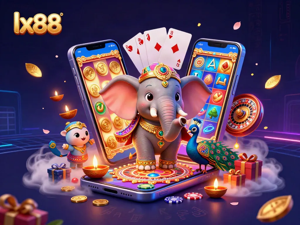 Spin to win with lx88 in this vibrant casino scene featuring rich gaming elements.