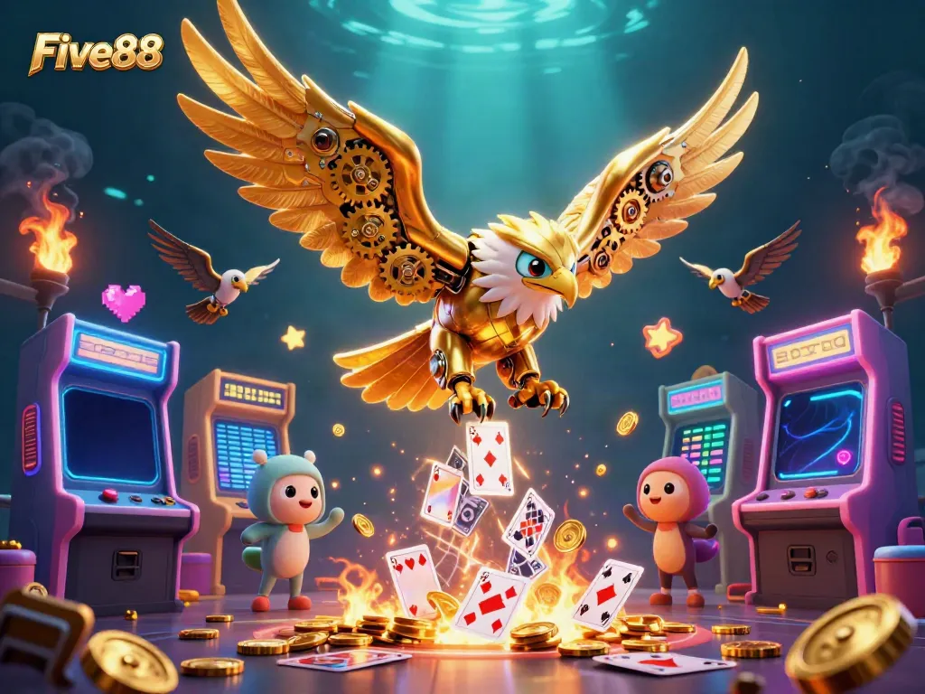 Experience the thrill of Five88 with dynamic casino gaming elements and striking characters.