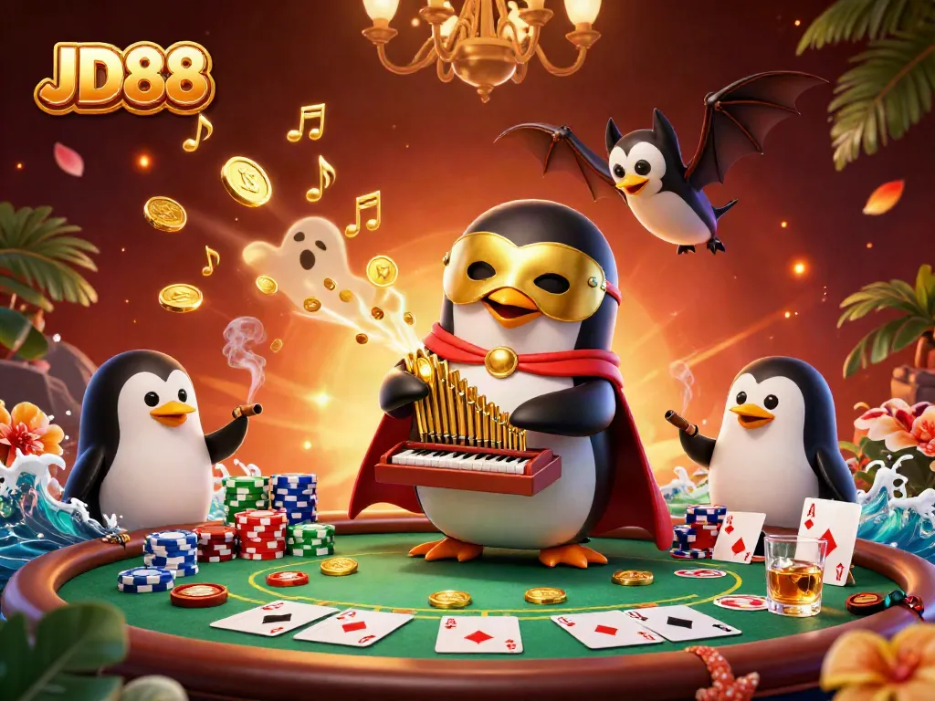 Win big at JD88 with thrilling games and unique character illustrations in this vibrant 3D scene.