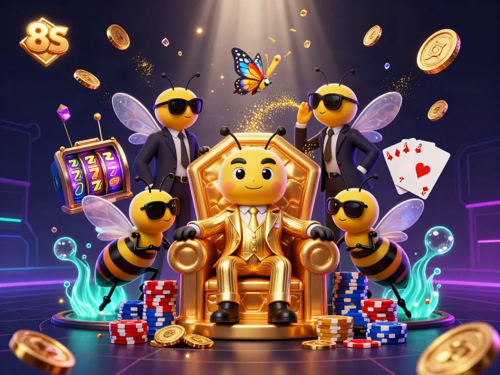 Experience thrilling action at 8S with a vibrant scene featuring a bumblebee mob boss and gold coins.