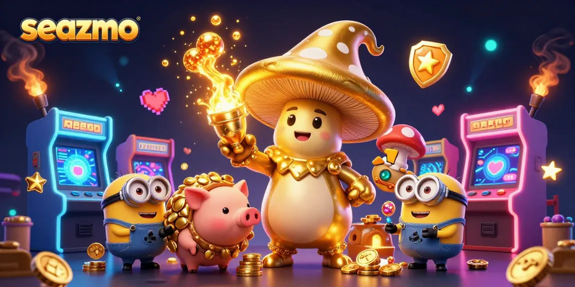 Experience seazmo's vibrant 3D casino scene with dynamic characters and colorful gaming elements.