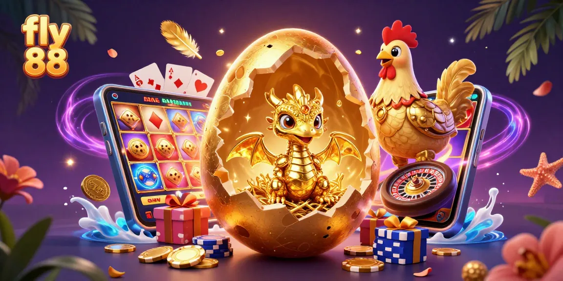 Engage with fly 88’s vivid casino scene, featuring golden dragon and dynamic game elements.