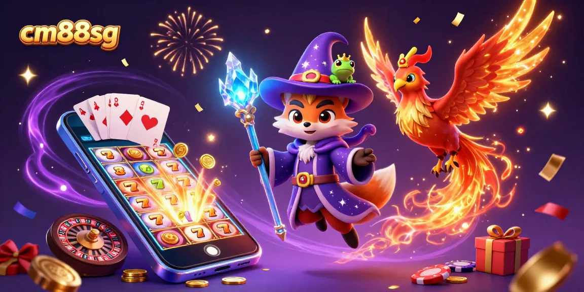 Spin to win with cm88sg at a vibrant online casino featuring enchanting characters and game elements.