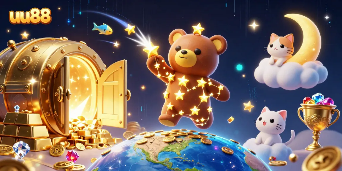 Experience thrilling games at uu88 with our exciting casino illustration showcasing vibrant characters and treasures.