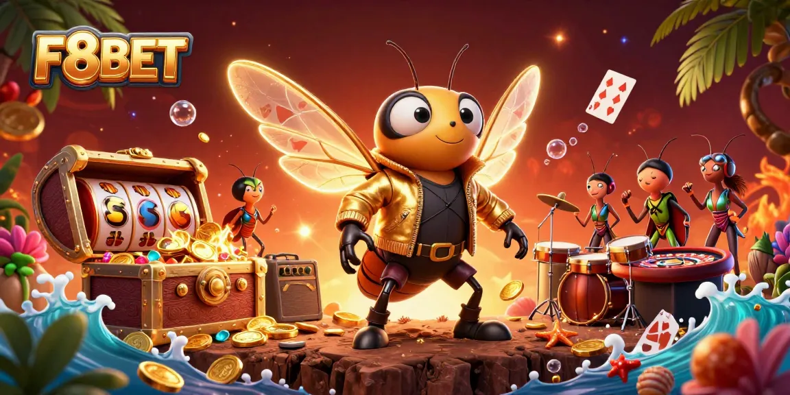 Join F8BET gameplay with vibrant characters and a thriving casino atmosphere.