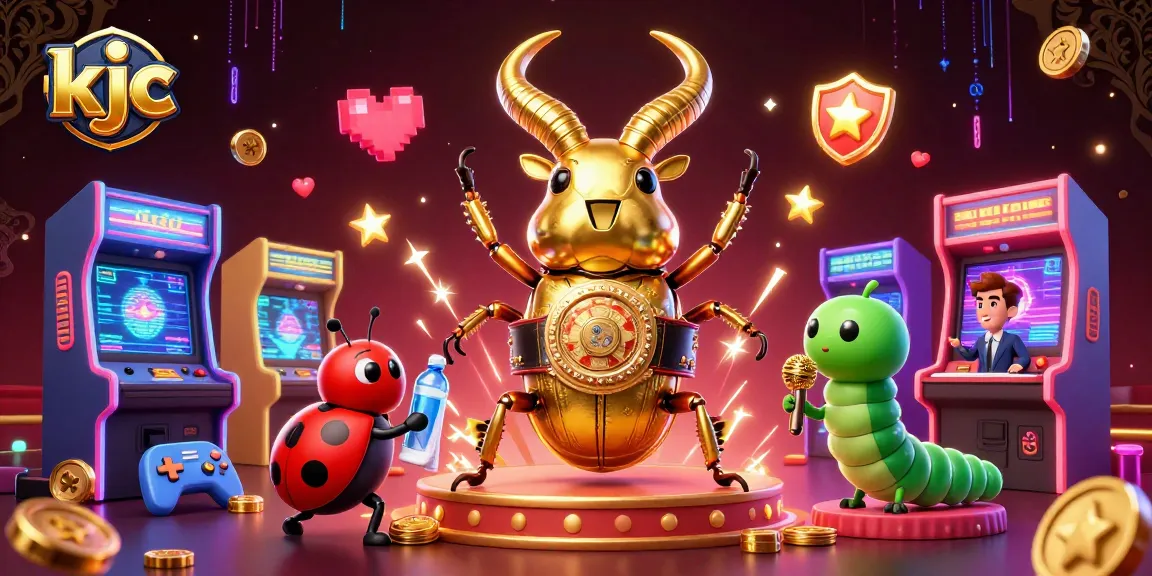 Experience thrilling gaming action with KJC featuring giant characters and vibrant casino elements.