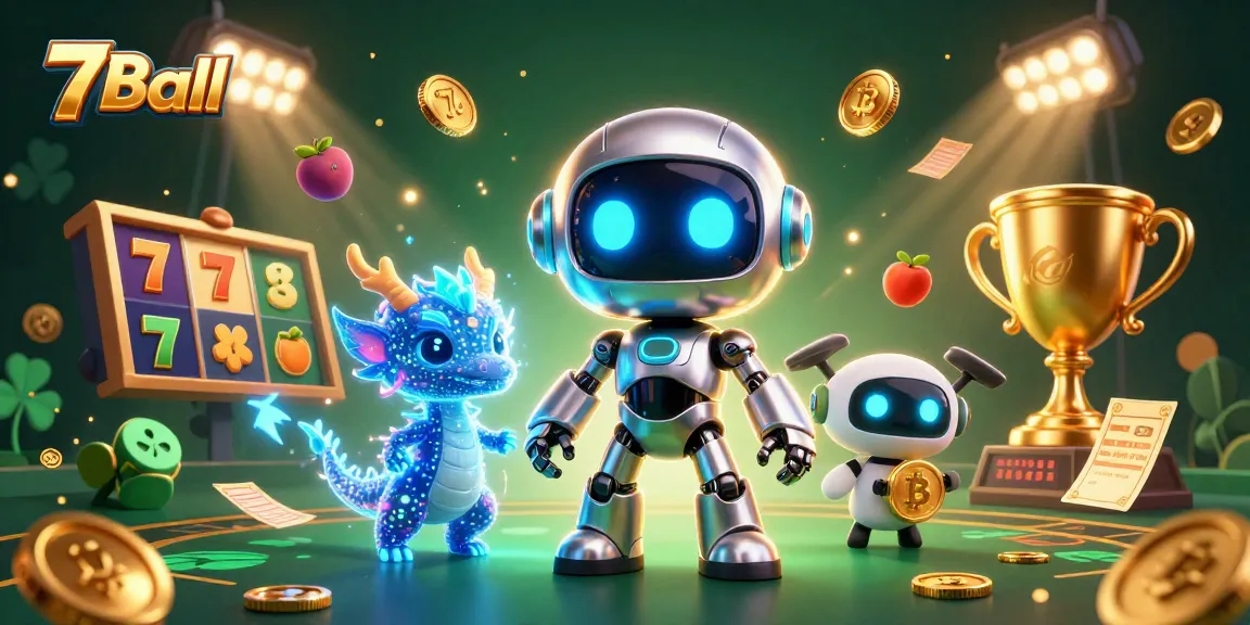 Experience thrilling gameplay with 7Ball, featuring a vibrant casino scene with cyberpunk characters and dynamic elements.