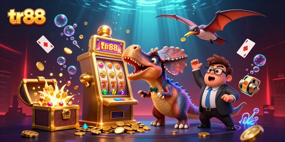 Experience the thrilling tr88 jackpot as characters headbutt a slot machine for coins!