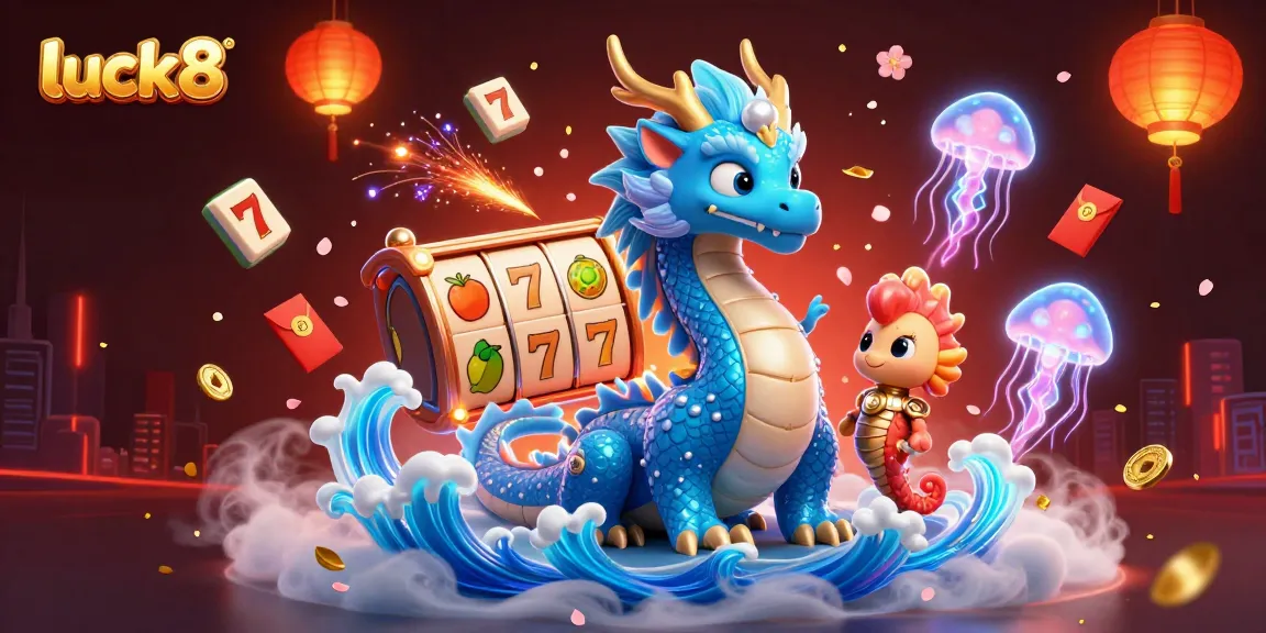 Engage in thrilling luck8 gaming experiences with vibrant characters amidst a dynamic casino-themed scene.