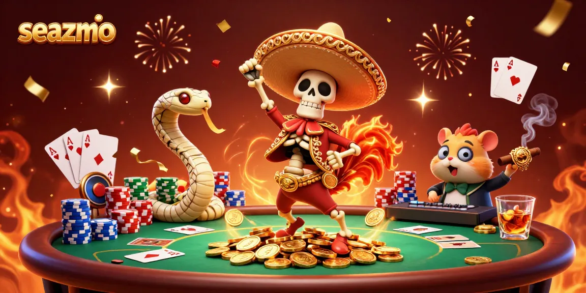 Experience exciting casino action with seazmo, featuring vibrant characters and dynamic poker elements.