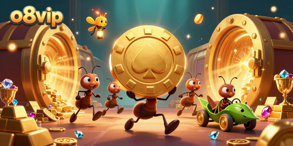 Engage in thrilling heists with o8vip's dynamic casino excitement featuring a cartoon team of daring ants.