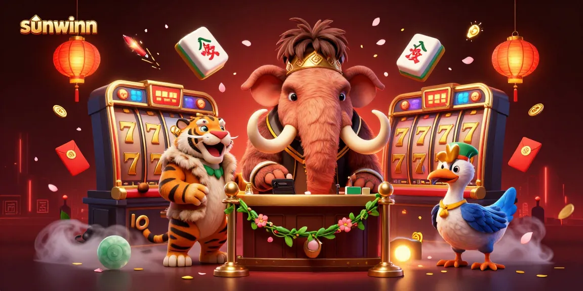 Experience thrilling gambling at sunwinn with vibrant cartoon characters at a colorful casino entrance.