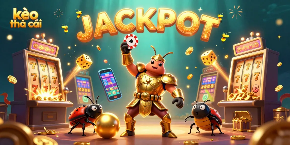Experience kèo nhà cái with a dynamic 3D scene showcasing a victorious beetle and casino elements.