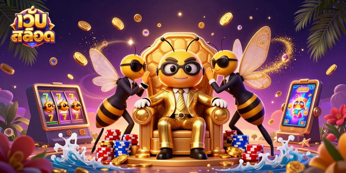 Spin lucky slots and win big with เว็บสล็อต, featuring vibrant gaming characters and gems.