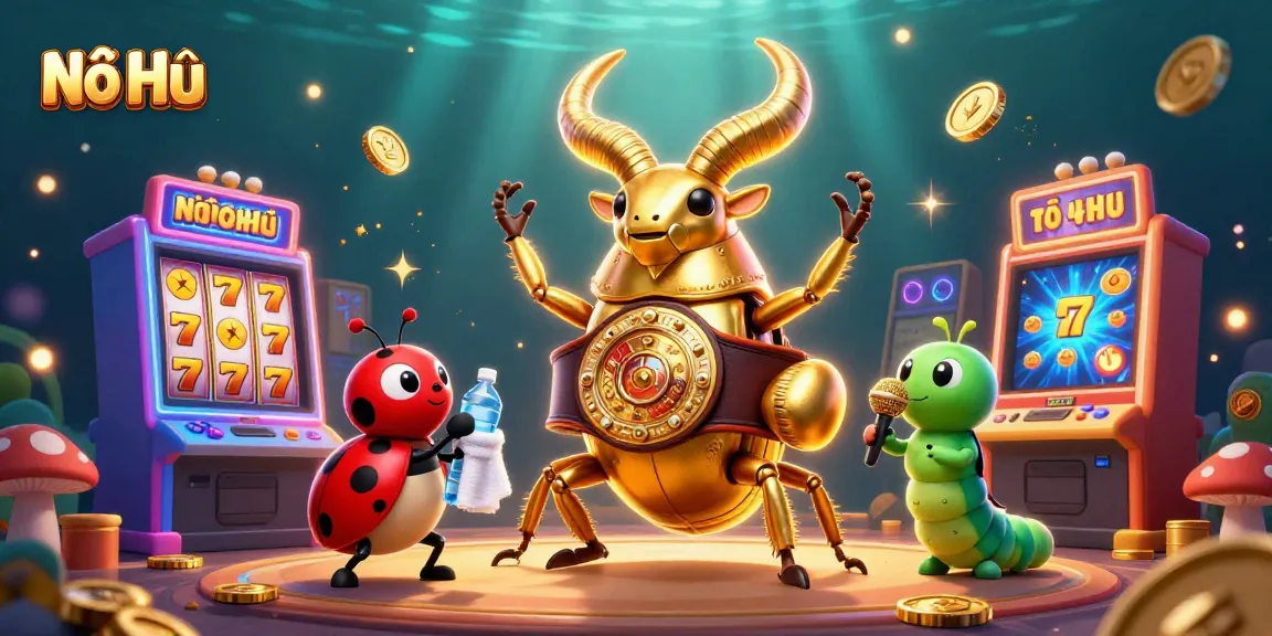 Nổ Hũ slots game featuring a vibrant 3D scene with unique characters and casino elements.