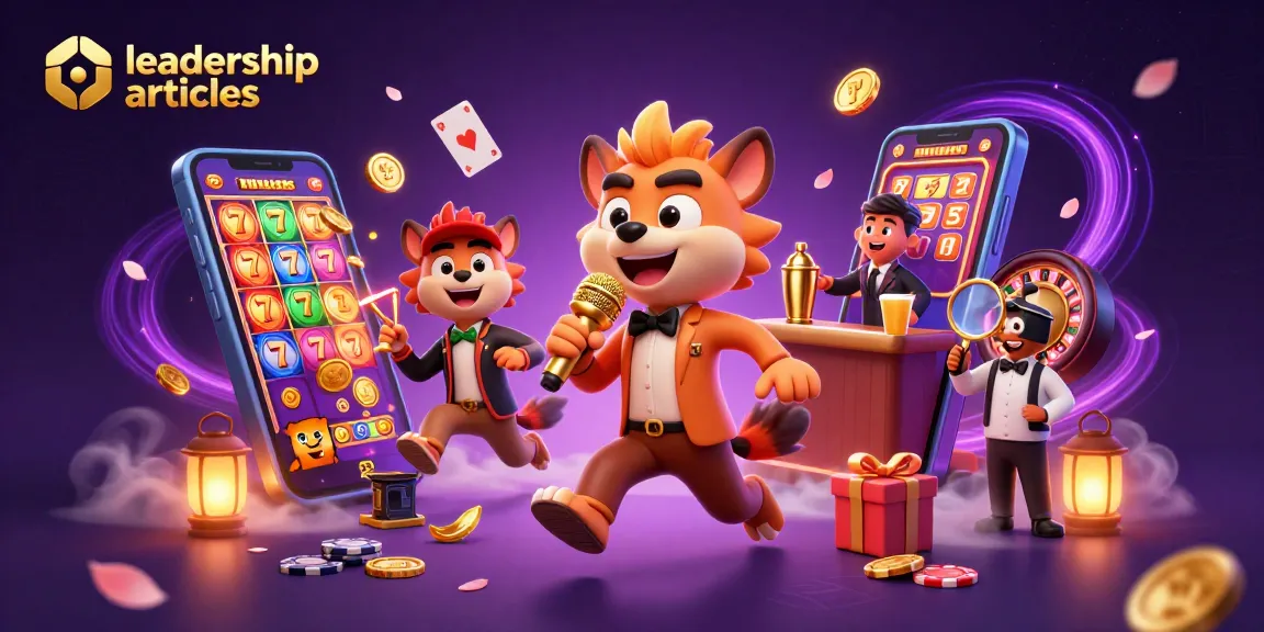 Immerse in leadership articles showcasing a lively casino club run by hyenas with gaming elements.