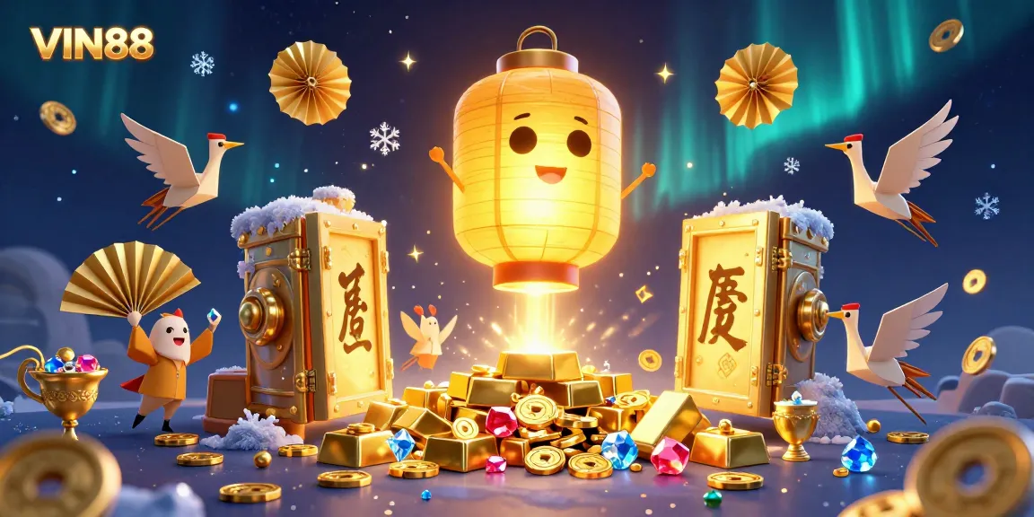 Experience the vibrant world of VIN88 with an enchanting online gambling scene featuring golden spirits and treasure!