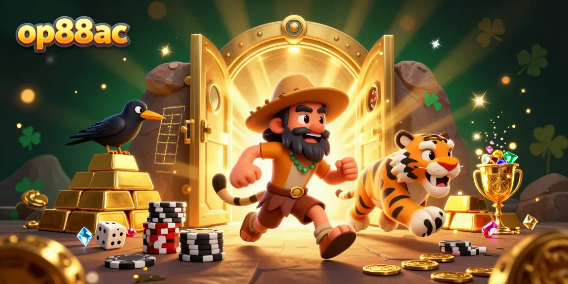 Experience thrilling wins with op88ac at a vibrant prehistoric casino, featuring cavemen and treasures.