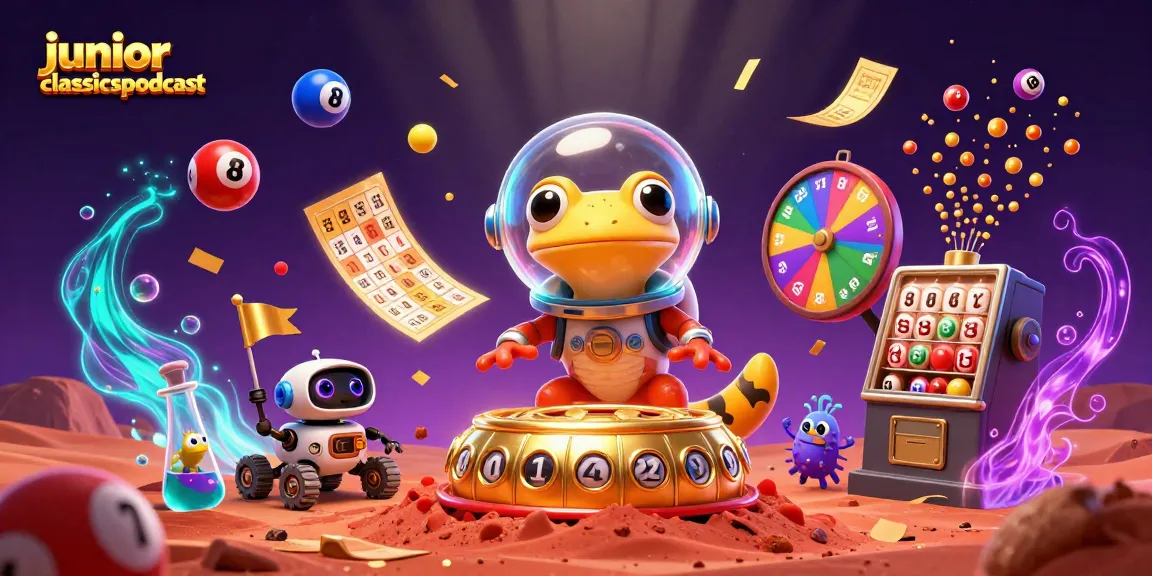 juniorclassicspodcast menyajikan ilustrasi kasino dengan robot, mikroba luar angkasa dan tantangan yang menggembirakan.