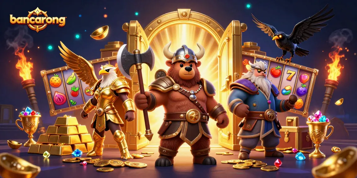 Engage with bancarong's thrilling slots scene featuring Viking berserker, Valkyrie eagle, and treasure graphics.