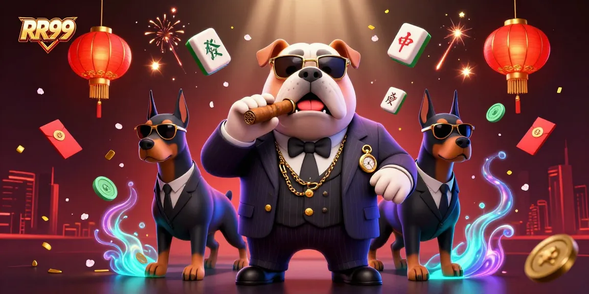 Join the fun at RR99, where a mafia bulldog oversees a vibrant celebration of gaming!